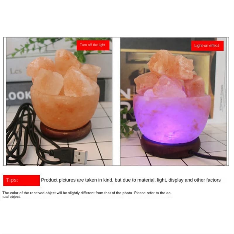 Nuovo LED colorato che cambia colore luce notturna lampada di sale di cristallo purificatore d'aria lampada da comodino decorativa ornamento