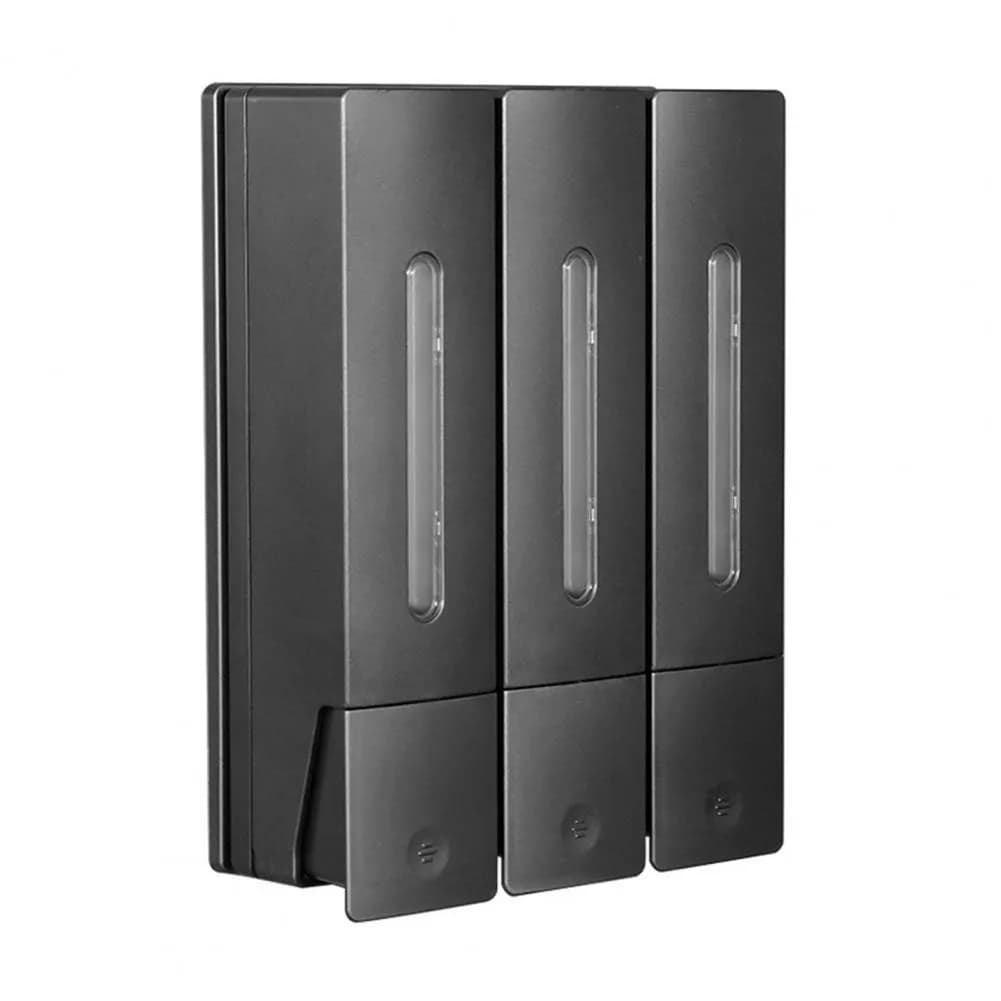 Dispenser per Gel Doccia e Sapone per Ambienti Affollati, Nero, Gestione Efficiente dello Spazio, in Materiale ABS, Salvaspazio