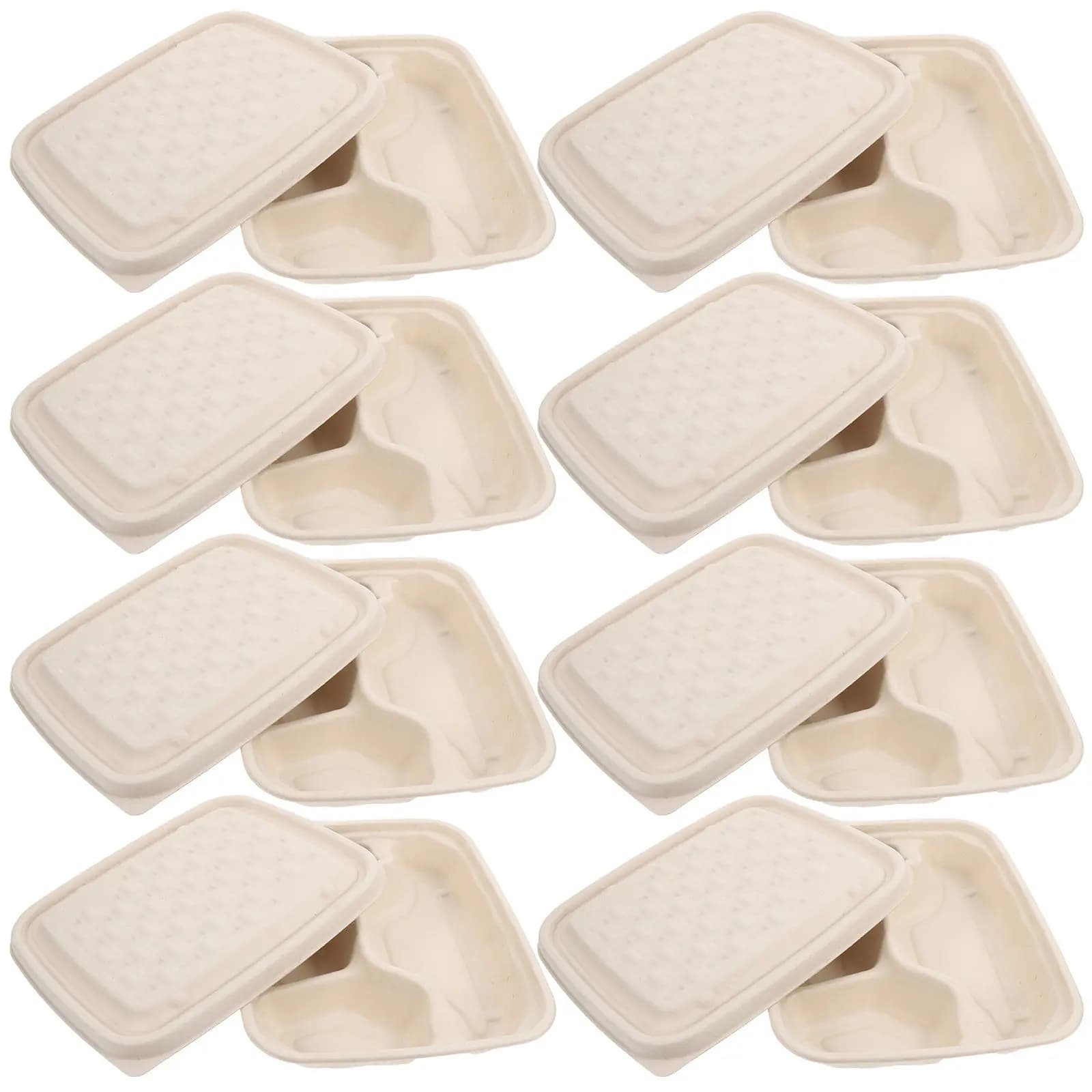 10pcs Divided Food Containers 800Ml Heavy Duty Disposable Meal Prep Boxes 4 Compartments For Take Out Lunch Home Restaurant Use