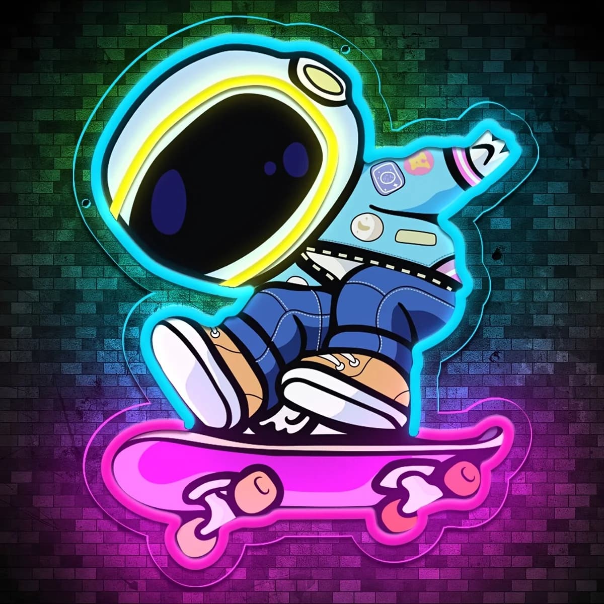 Skateboarding Astronauta Insegna al neon Insegna al neon LED alimentata tramite USB dimmerabile per camera da letto Soggiorno Ambiente festa Arredamento camera da letto