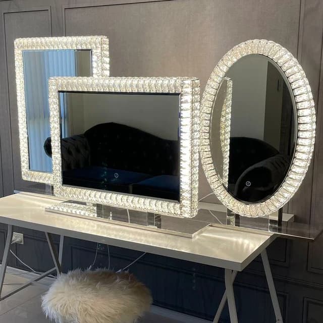 Specchio per il trucco con diamante Vanity Beauty Bright Specchio da bagno a LED Specchio cosmetico con diamanti in cristallo con luci