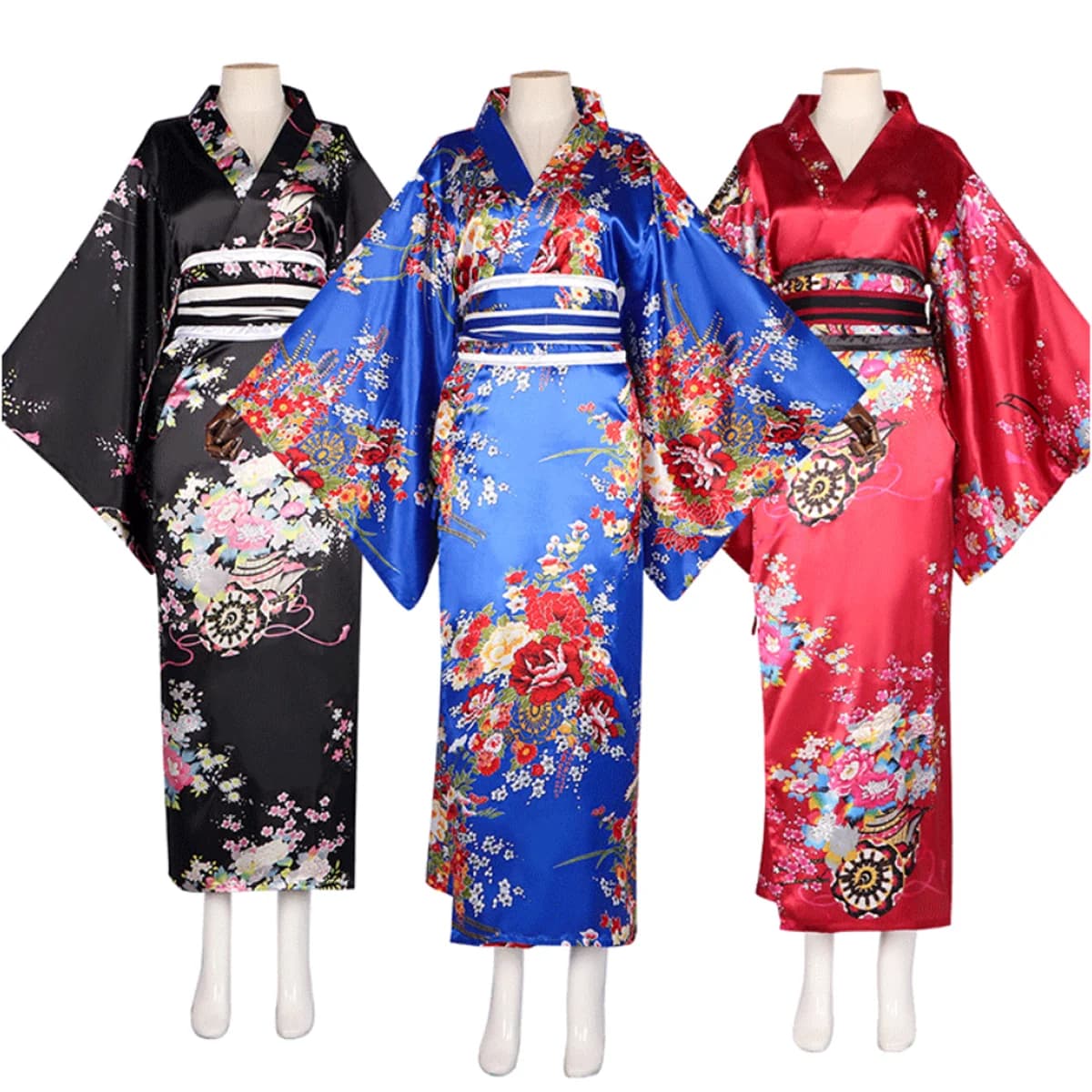 Halloween Costumes Party Performanc Floral Printed Women's Japanese Sauna Bathrobe Kimono Suit
