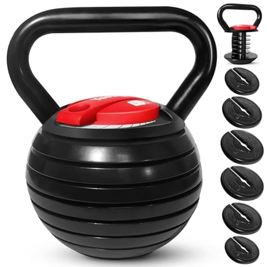 Set di Kettlebell Regolabili 20-40 LB, in Ghisa Massiccia con Maniglia e Dischi Distanziatori, Blocco di Sicurezza, Kettlebell Salvaspazio per H