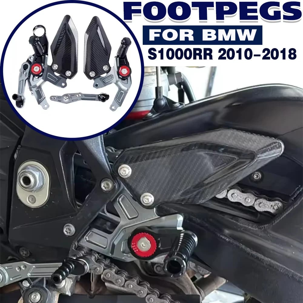 For BMW S1000RR 2015-2018 S 1000 RR Carbon Fiber Adjustable Rearset S1000 RR Footpeg CNC Foot Pegs Racing Rear Set Footrest