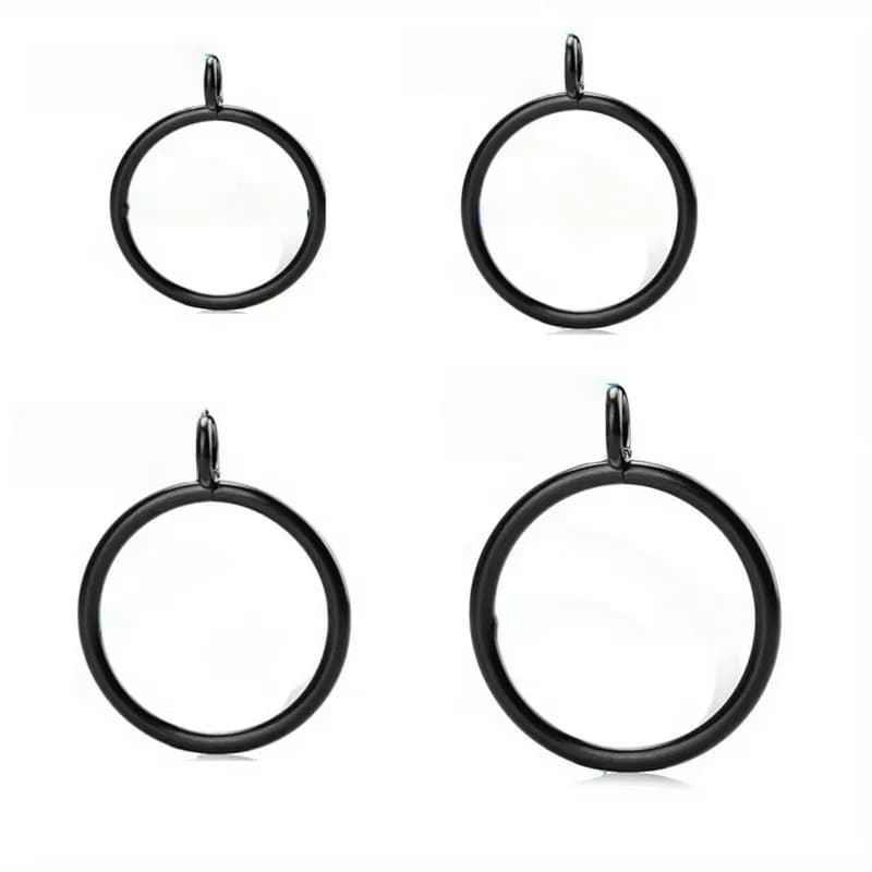 17 pcs 45mm Metal Window Curtain Rings, Bathroom Shower Panel, Easy Install Simple Hang, Rust Resistant Finish, Black