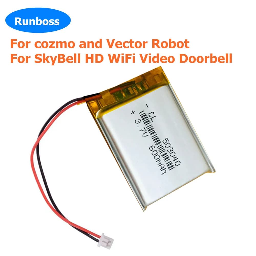 Batteria sostitutiva da 3,7 V 503040 600 mAh per robot cozmo e vettoriale, batteria per campanello video WiFi SkyBell HD