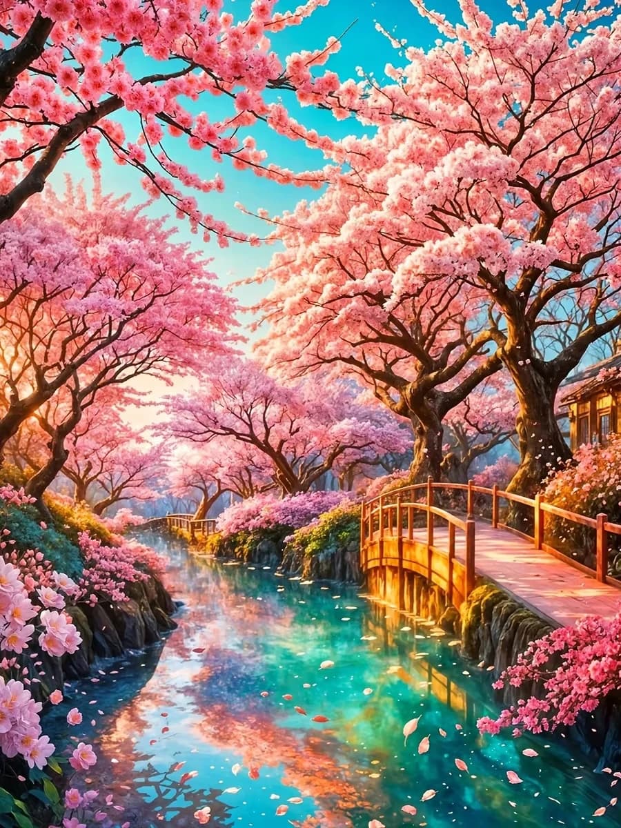 New Diamond Art Painting River DIY Embroidery Tree Landscape Crafts Kits Picture Rhinestones Cross Stitch Mosaic Home Decor Gift