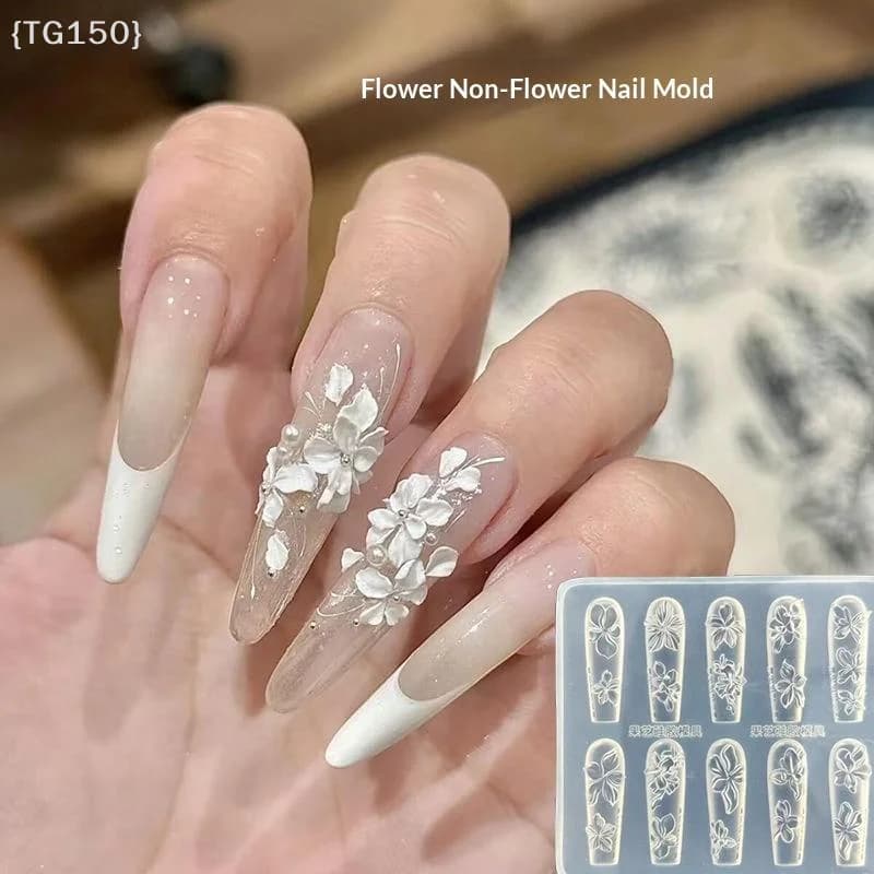 oJaoStampo for nail art with 3D flowers, five-petal silicone model for stereoscopic enamel filling and manicure decoration