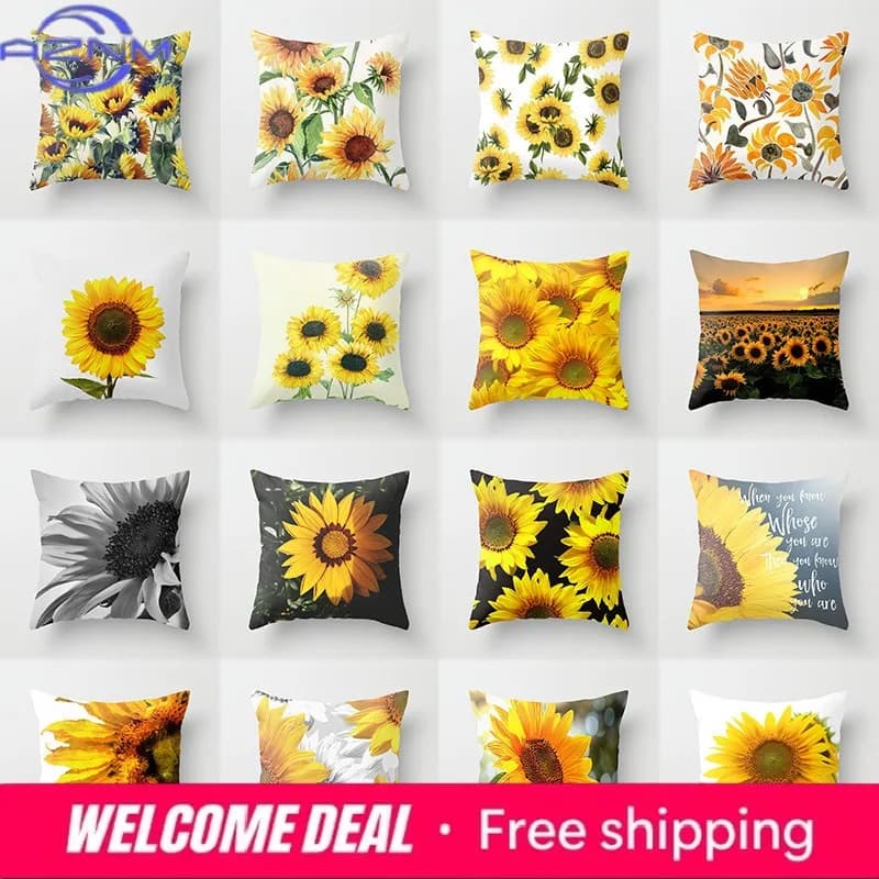 Fodera per cuscino a forma di girasole, per divano estivo, camera da letto, decorazioni per la casa, auto, ufficio