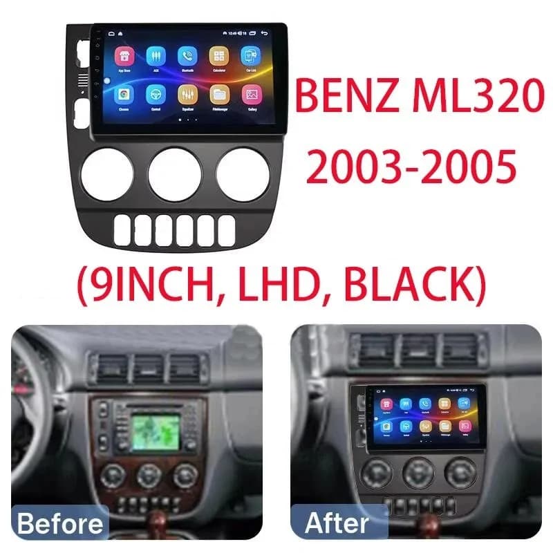 For 2003-2005 Mercedes Benz ML320 Auto Accessories Frame 9 Inch Carplay Radio Android Auto Stereo Video DVD Palyer Dashcam Tools