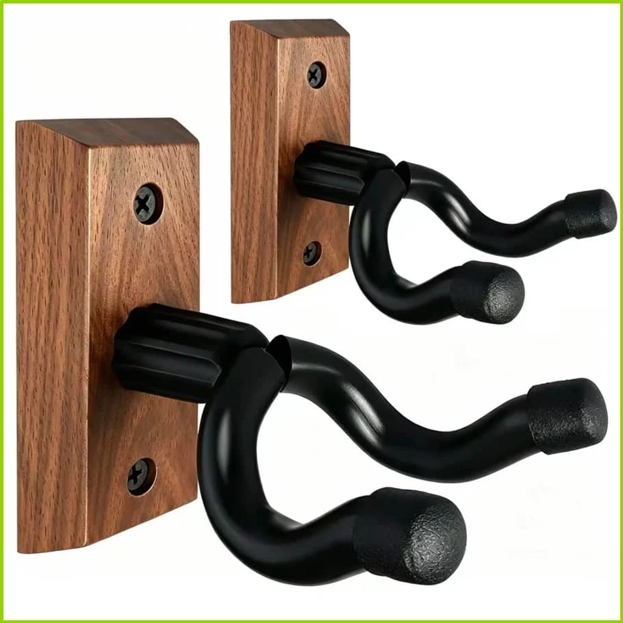 Gancio per montaggio a parete per chitarra, gancio per gancio per chitarra in noce nera Supporto antiscivolo per chitarra acustica Ukulele violino basso