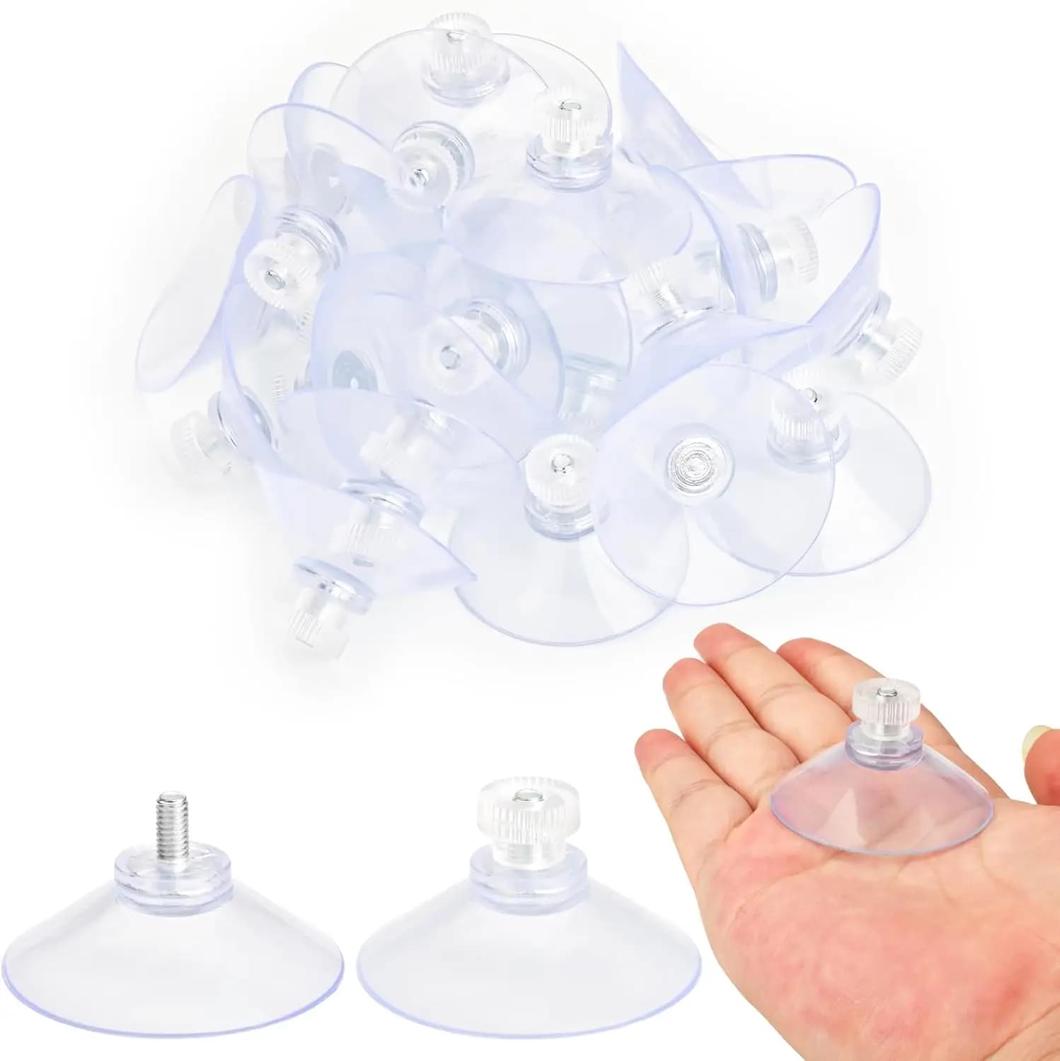 Ventose in PVC trasparente da 40 mm, 50 pezzi per pareti del bagno, porte, vetri, finestre, tende da sole per auto - Nessun gancio necessario