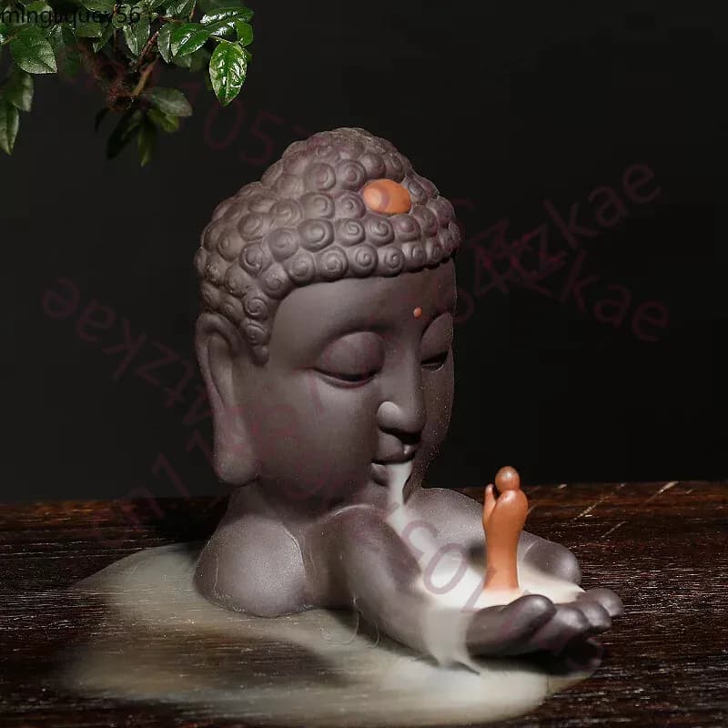 Coni d'incenso, Porta incenso a forma di testa di Buddha, Bruciatore per incenso a riflusso, Bastoncini di incenso