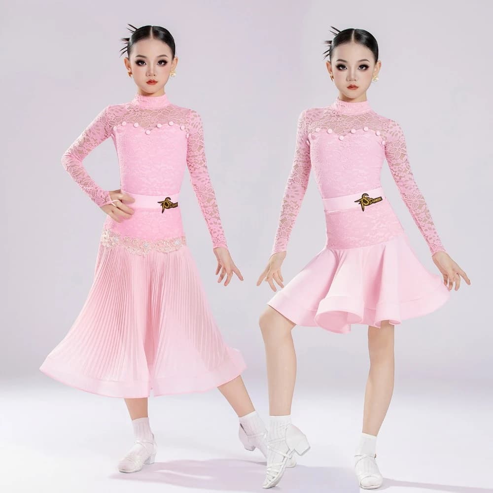 New style Latin dance practice suit three-piece dance skirt, modern practice lace set, spring-autumn training standard outfit