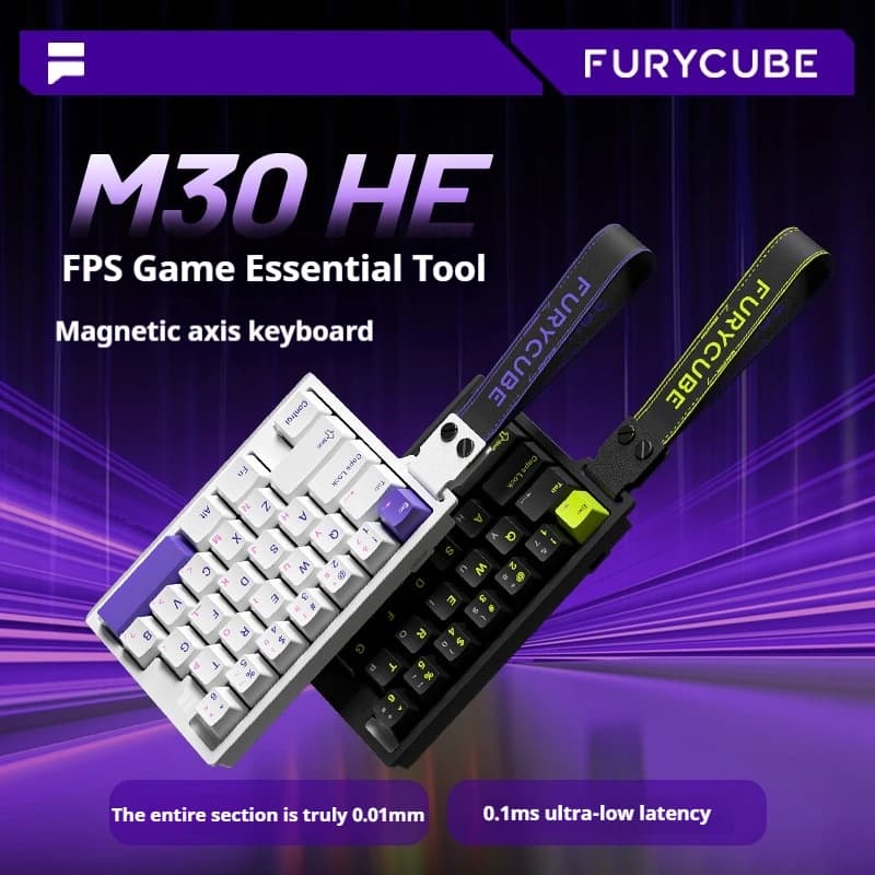 Tastiera Meccanica FURYCUBE M30 HE con Asse Magnetico, Bassa Latenza 0.1ms, Precisione 0.01mm, Tastiera da Gaming FPS per Valorant