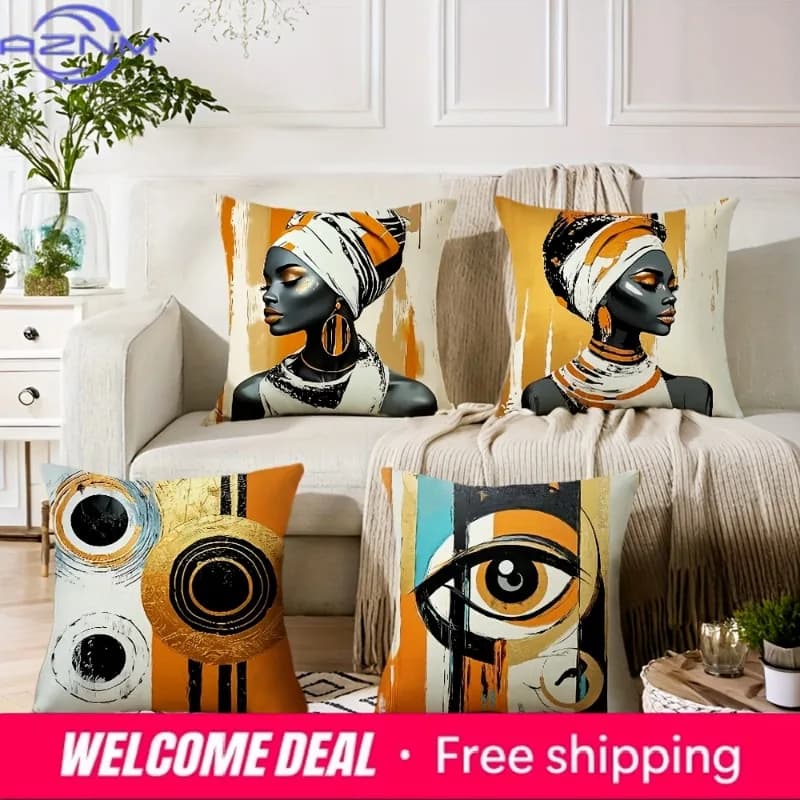 Fodere per cuscini stampate in stile africano con disegni artistici, federa in poliestere, fodera decorativa per cuscino da divano, cuscino per testiera