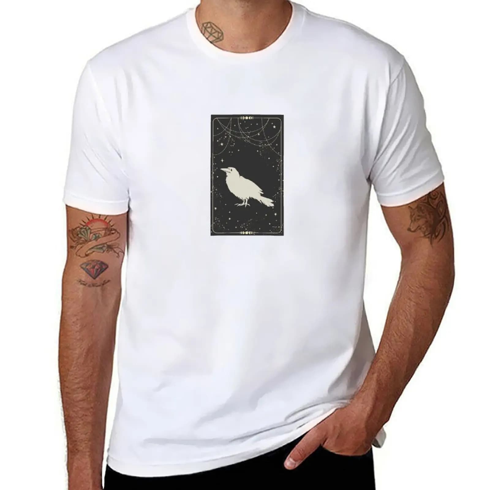 T-shirt con design di carte dei tarocchi mistici t-shirt da uomo tinta unita t-shirt da uomo di marca di lusso in cotone 100%.