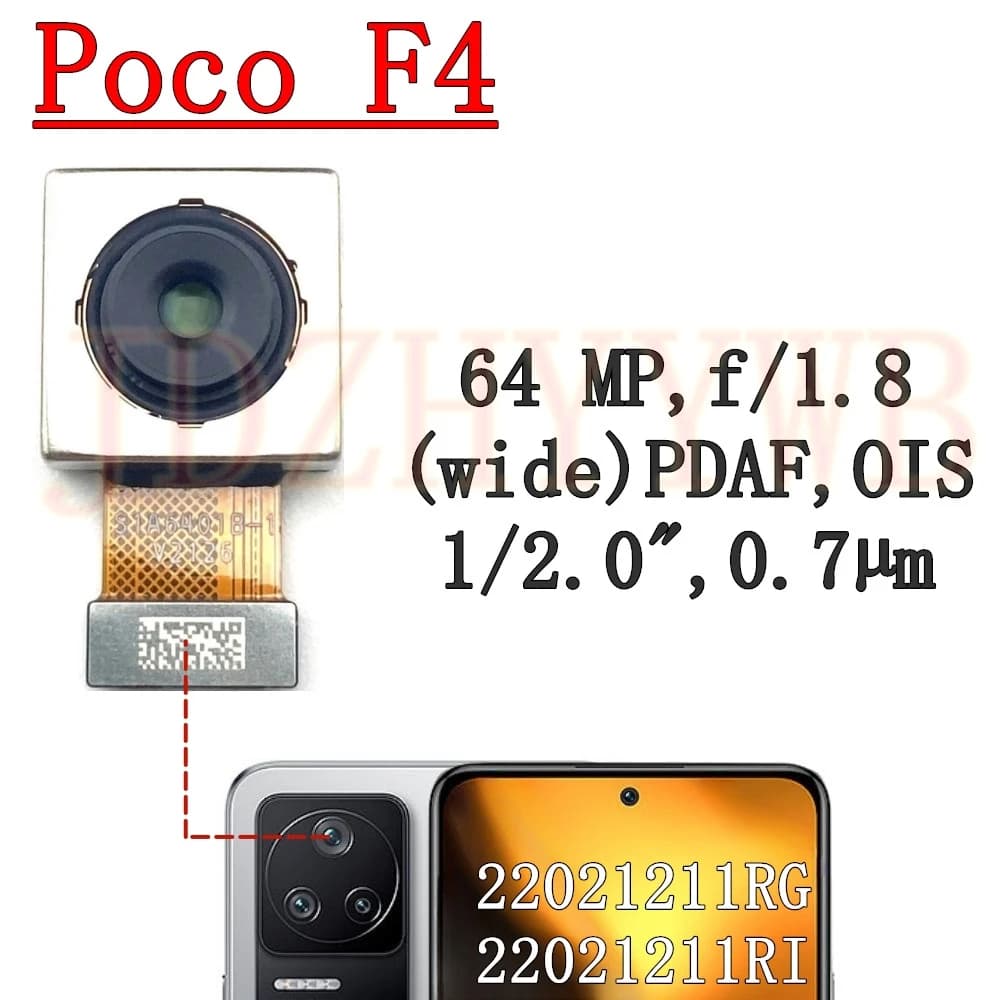 Fotocamera anteriore e posteriore per Xiaomi PocoF4 Poco F4 Selfie frontale Cavo flessibile per fotocamera principale con retro ampio