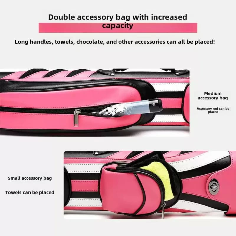 Custodia per stecca rosa portatile premium a 6 fori in stile americano Custodia per stecca da biliardo e snooker Custodia zaino in spalla