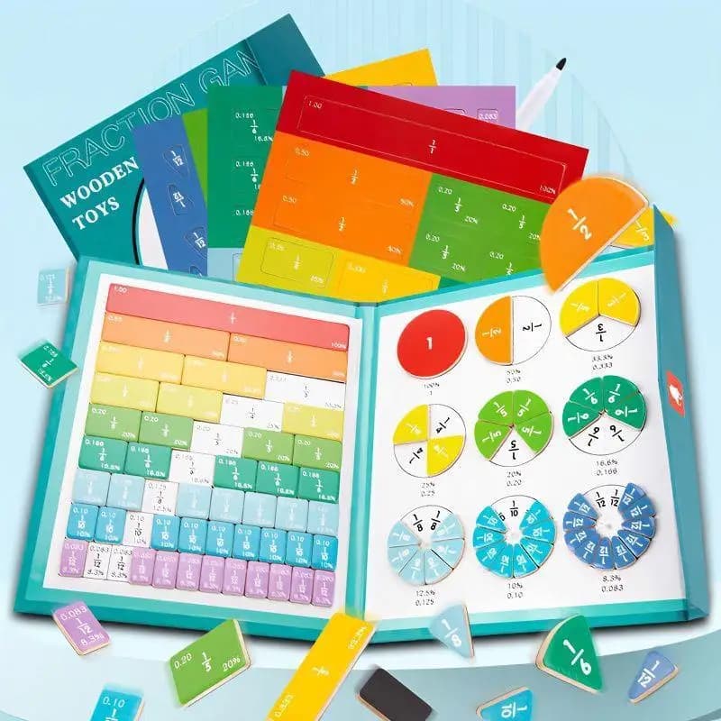Libro Dimostrativo di Frazioni Magnetiche, Piastrelle Magnetiche per Frazioni, Materiali Manipolabili per Frazioni, Dimostratore a Disco