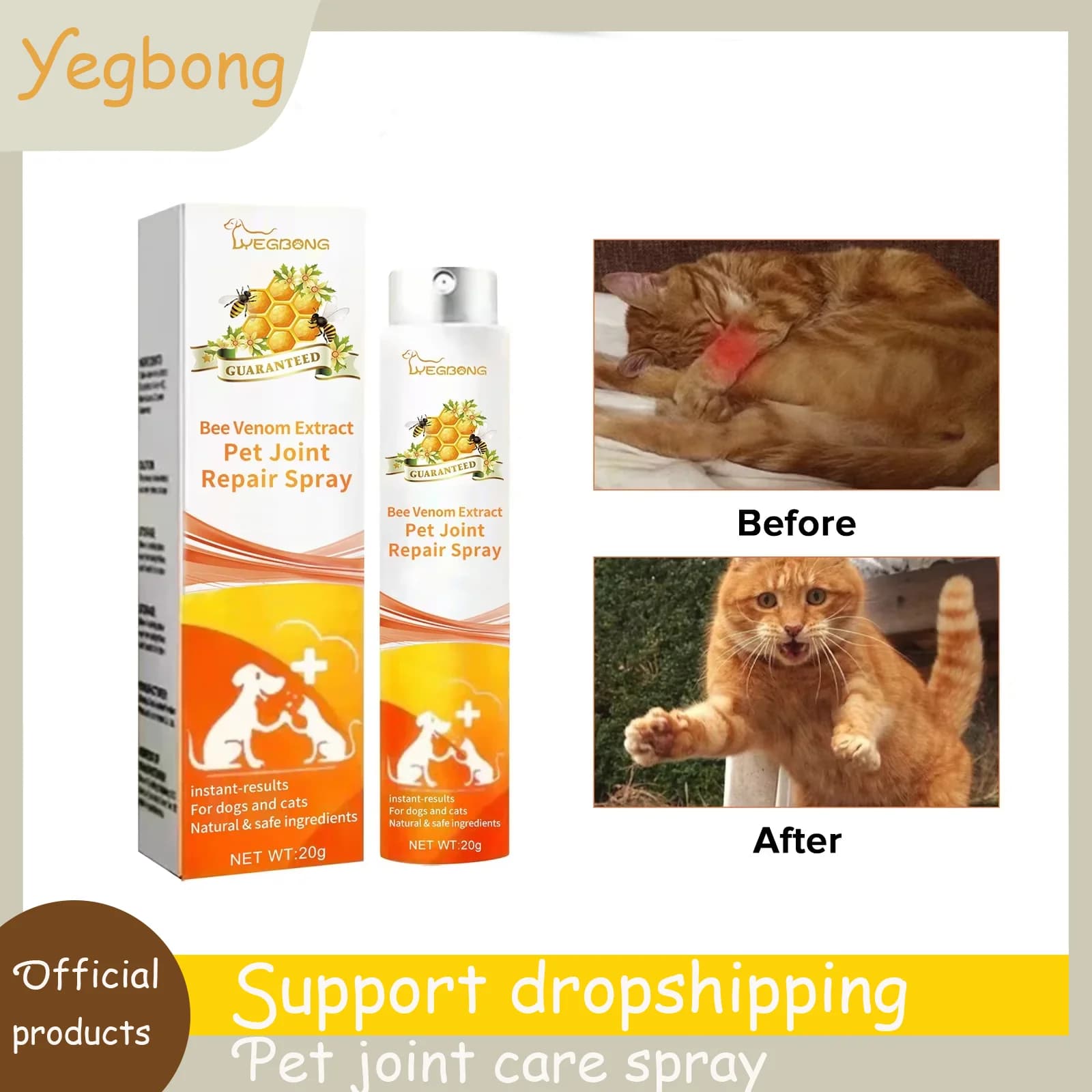 Yegbong Spray per la riparazione delle articolazioni degli animali domestici - Liquido multifunzionale per la cura delle articolazioni e delle ossa per cani e gatti | Aiuta la guarigione dell'artrosi