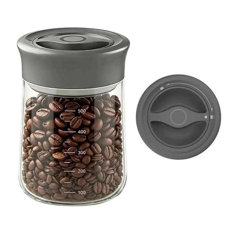 ABMR-Airtight Coffee Bean Storage Container With Silicone Ring, Twist Seal Glass Storage Jars With Lids, 500Ml/17Oz Wide