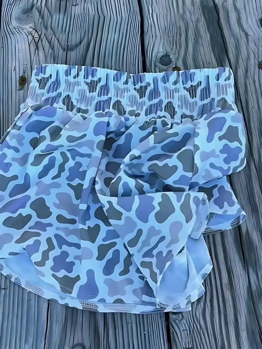 Pantaloncini mimetici a vita alta unisex per adulti, pantaloncini da spiaggia e da nuoto
