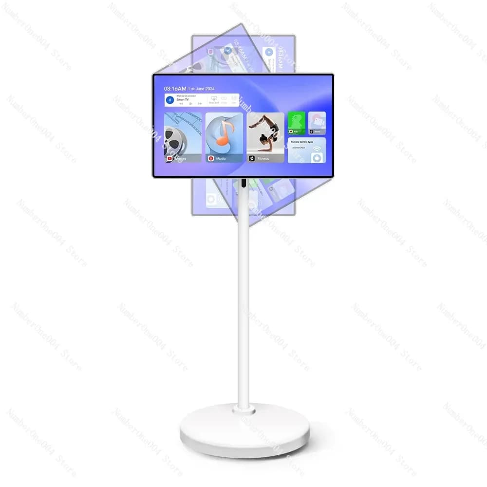 Smart TV da 24 pollici su ruote Monitor touch screen con telecomando CPU Android a 8 core con batteria Telecamera da 13 MP TV portatile
