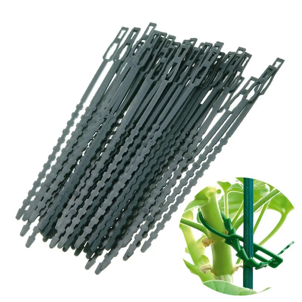 100Pcs Reusable Fish Bone Plant Cable Ties Adjustable Strapping for Vegetables Vines Safe Support in Gardens Yards Workshops