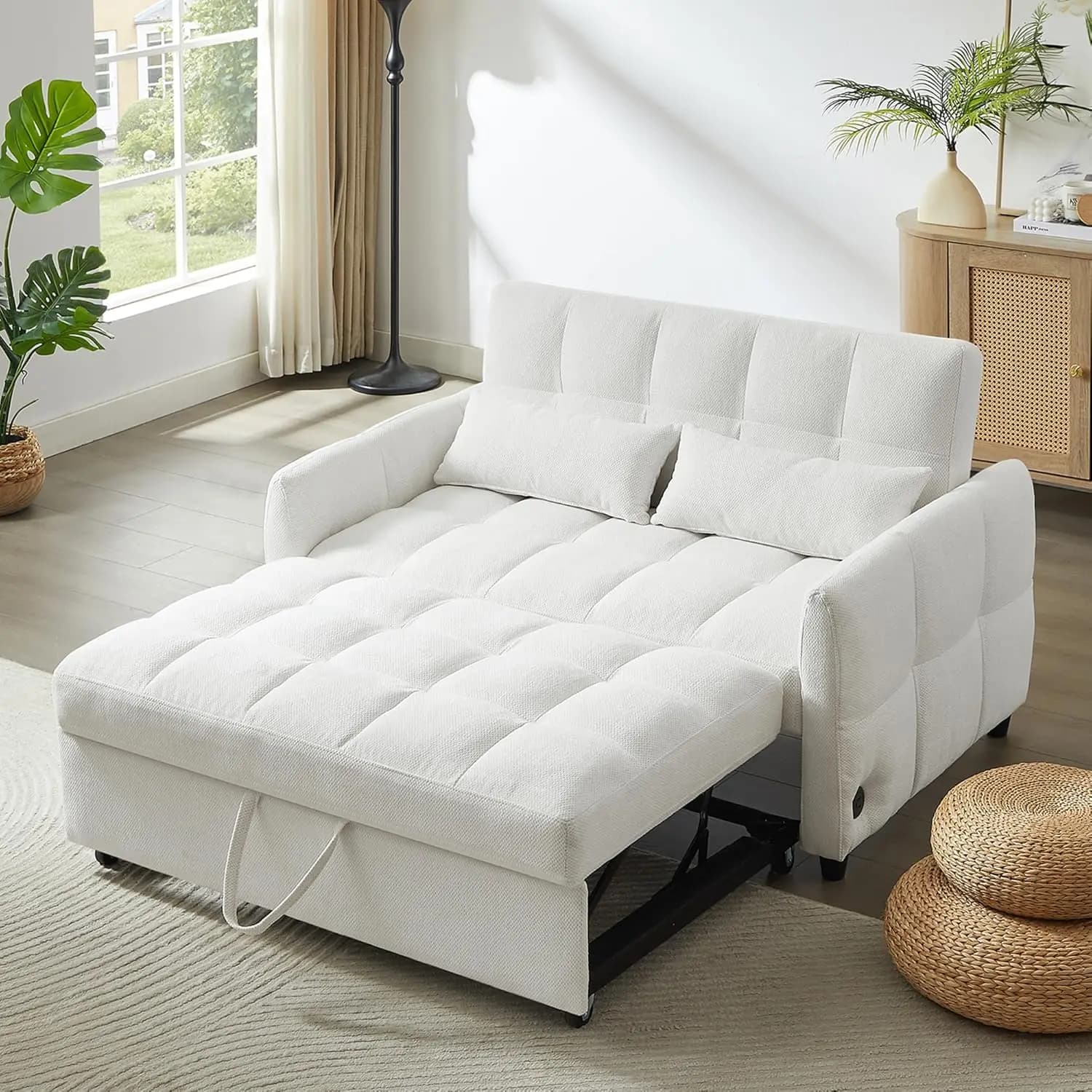 Divano Letto Modulare Cloud con Chaise Longue Estraibile e Schienale Regolabile, Cuscini Lombari Inclusi, Personalizzabile