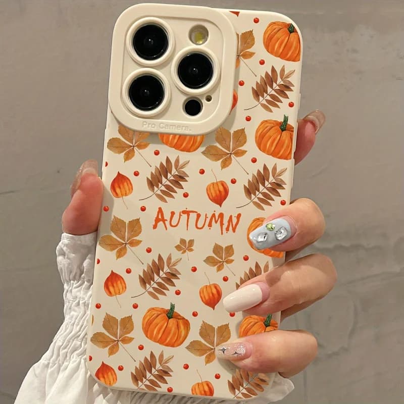 Custodia per telefono grafica autunnale bianca per iPhone 16 15 14 13 12 11 x XR Xs plus pro Max mini cover posteriore in silicone
