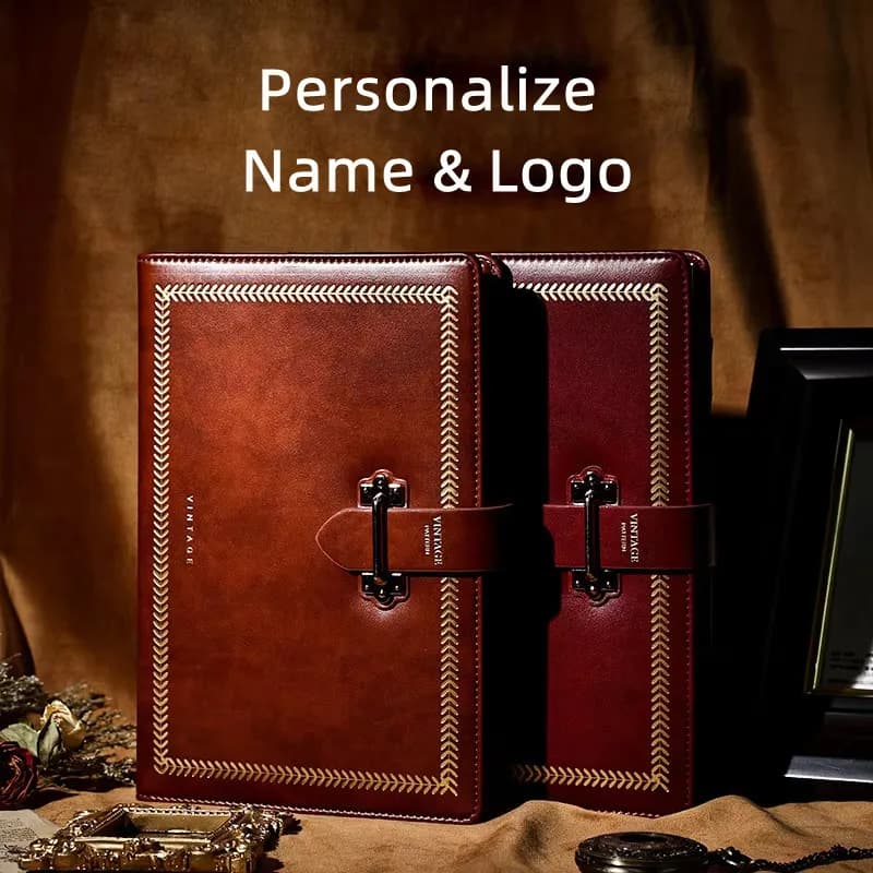 Nome personalizzato gratuito Logo A5 Nome del taccuino Copertina in pelle Planner Taccuini Raccoglitore Diario Ufficio Forniture scolastiche Regalo con scatola