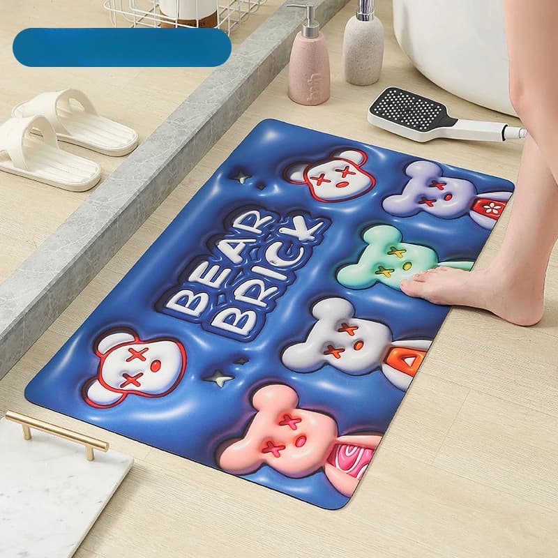 Tappetino tridimensionale in terra diatomea tridimensionale 3D, asciugatura rapida assorbente per il bagno, tappetino per la casa, tappetino per WC da bagno
