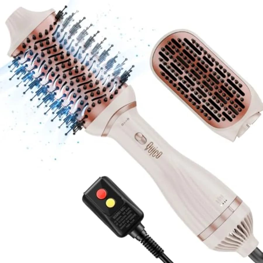 Brush Hair dryer 4-in-1 Ionian One-Step, Set Oval Professional Hair Brush and Flat with Removable Brush for Styling Air Hot