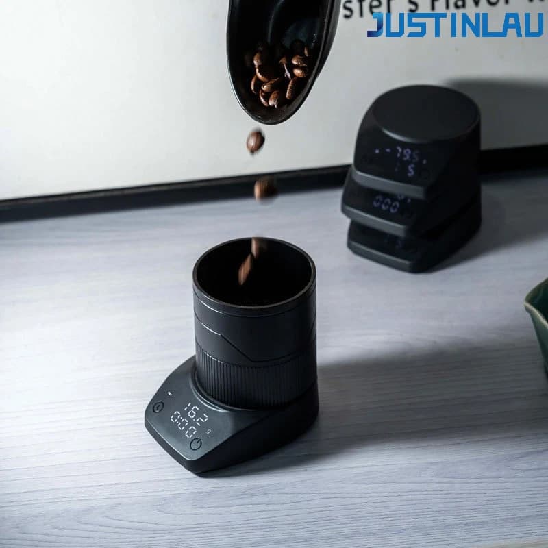 Bilancia Digitale per Caffè JUSTINLAU Mini, Bilancia Elettronica Portatile ad Alta Precisione con Timer per Espresso e Pour Over