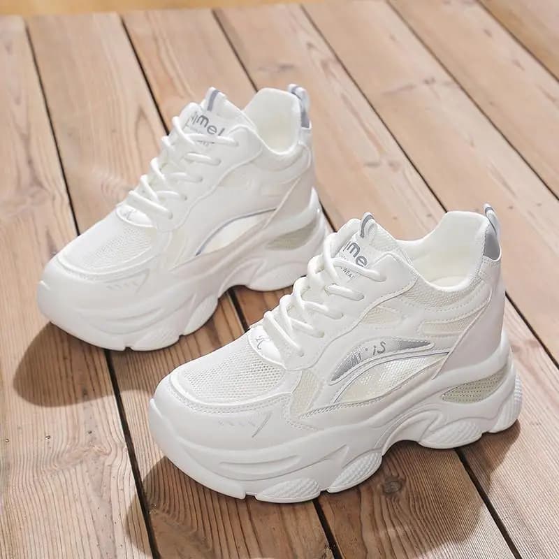 Sneakers sportive casual da donna stile Dad Shoes, estive, versatili, traspiranti in mesh, con punta tonda coreana e suola in gomma