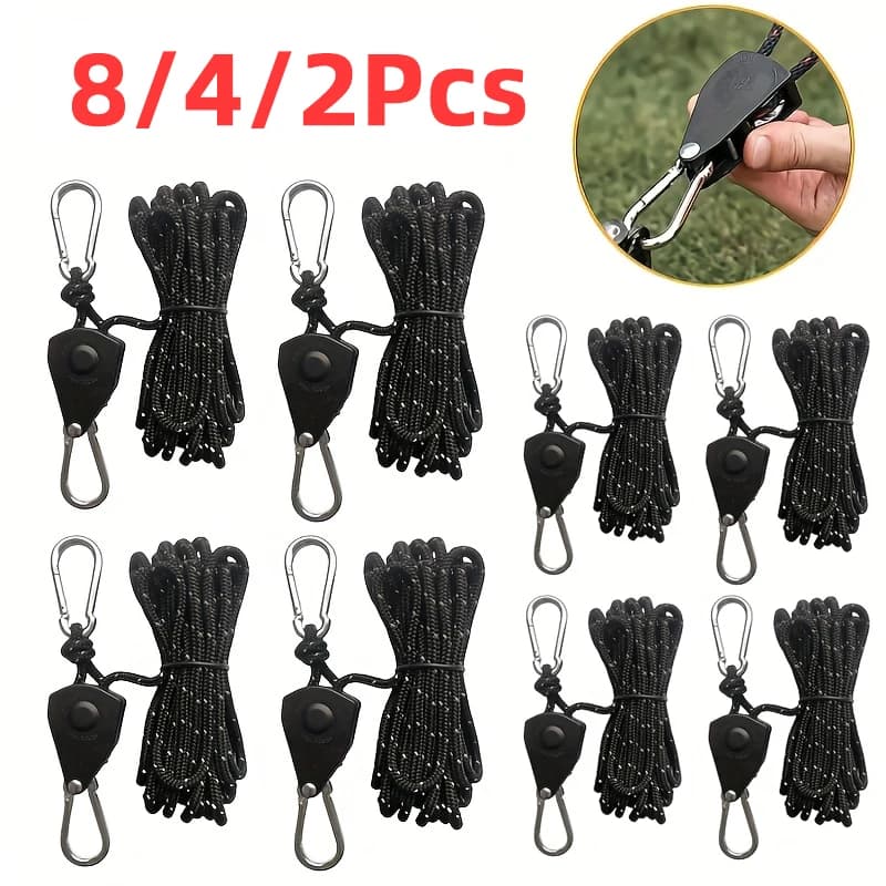 4mm * 4m Camping Tent Alloy Paddings Corda Tent Pulley Fixing Hooks Clique Tent Corda Hook Hook Clamp Buckle Clamp Tool