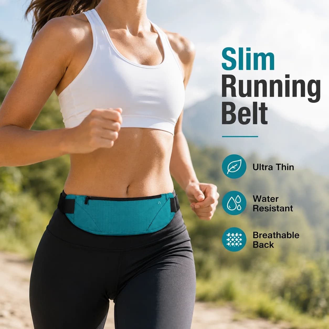 Buylor Ultra Thin Sports Waist Bag Close Fitting Adjustable Belt Phone Pouch For Women Men Running Jogging Hiking Fitness Travel