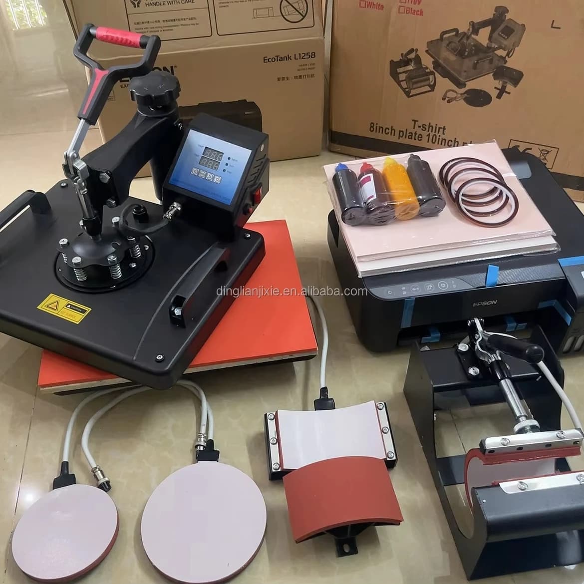 Set di 5 macchine per stampa a caldo con inchiostro e carta per stampa a sublimazione, kit per principianti.