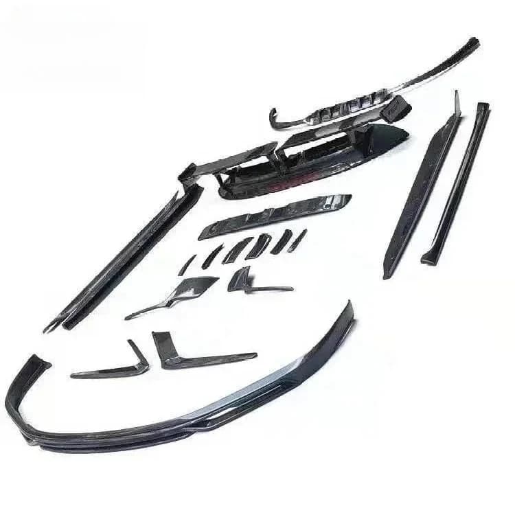 Kit corpo completo in fibra di carbonio Labbro anteriore Gonna laterale Diffusore posteriore Spoiler posteriore per kit corpo techart 992 911