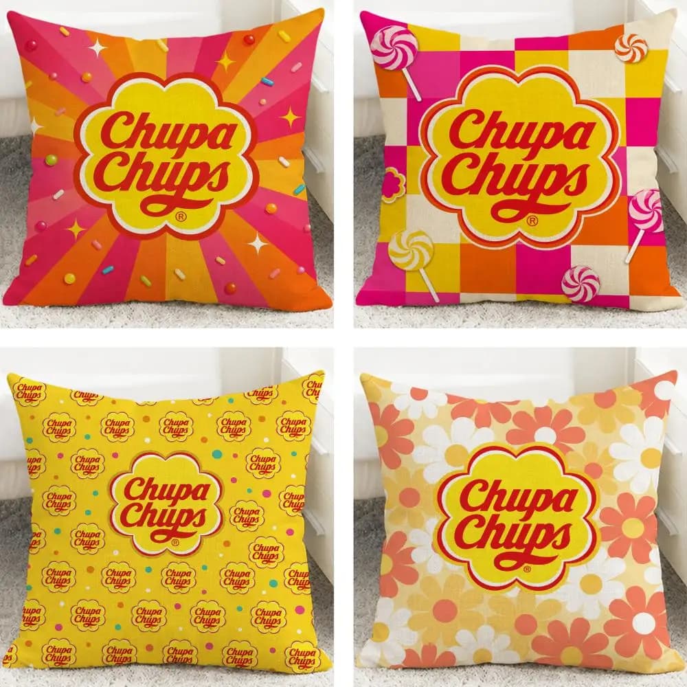 Candy Brand C-Chupa C-Chups Cushion Cover Cushion Covers Natural Linen Breathable Sofa Bedroom Decor Pillowcase
