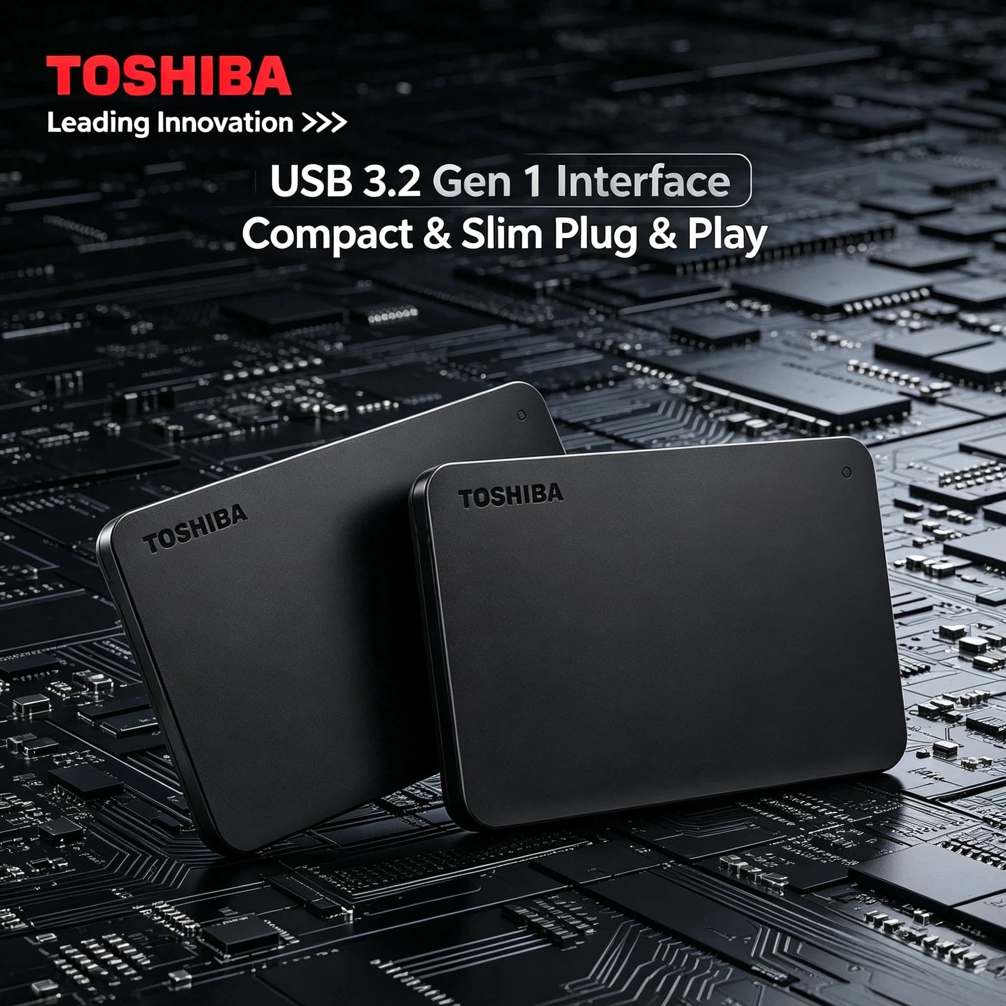 Toshiba A3 HDTB410YK3AA Canvio Basics 500GB 1TB 2TB Portable External Hard Drive USB 3.0 Black Plug Play Ultra Slim