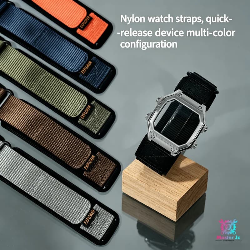 Quick Release Nylon Velcro Watch Band For Casio AE1200 18mm Multi-Color Breathable Strap With Metal Case Waterproof Gasket