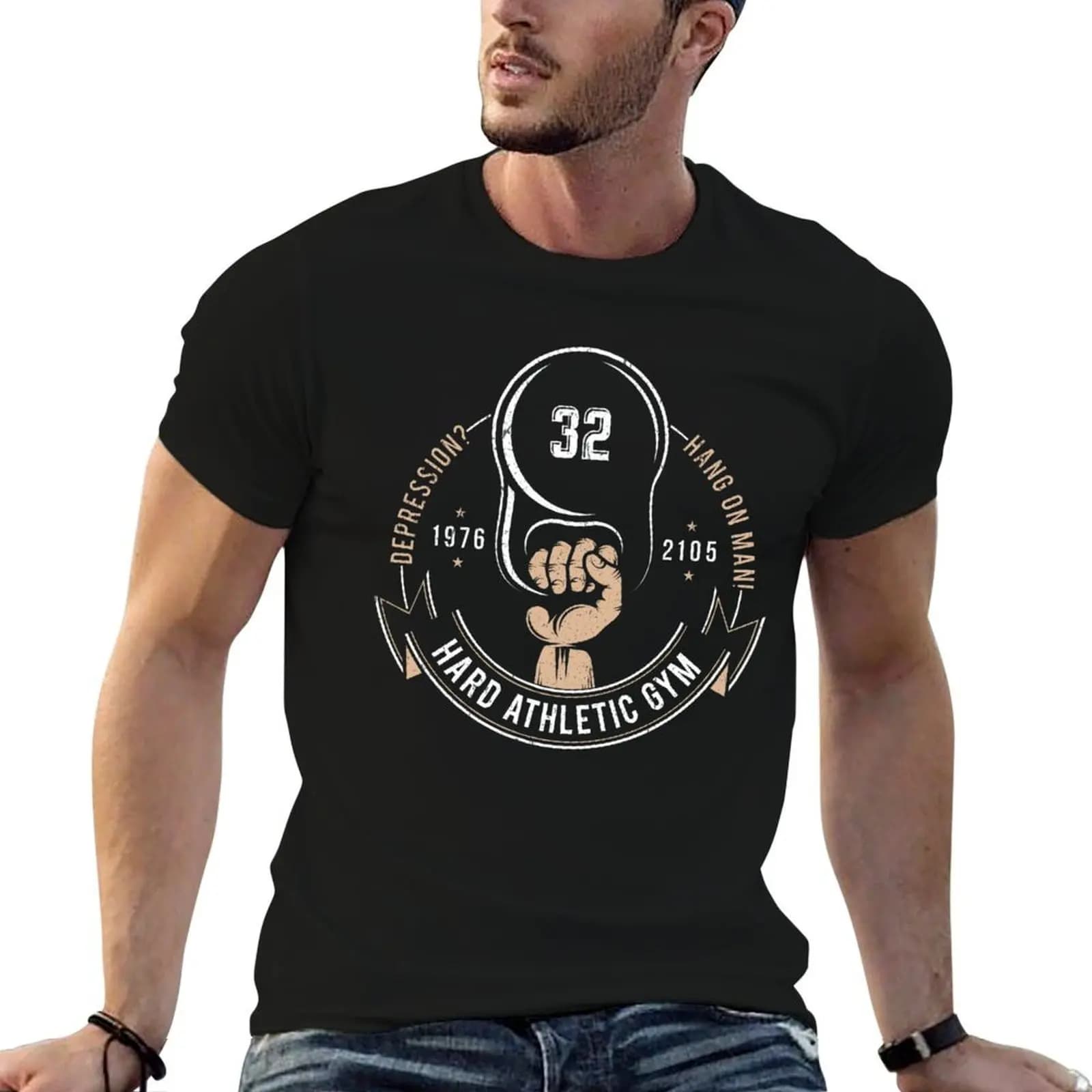 T-shirt con logo vintage della palestra e kettlebell, t-shirt stampate per uomo, t-shirt grafica da uomo