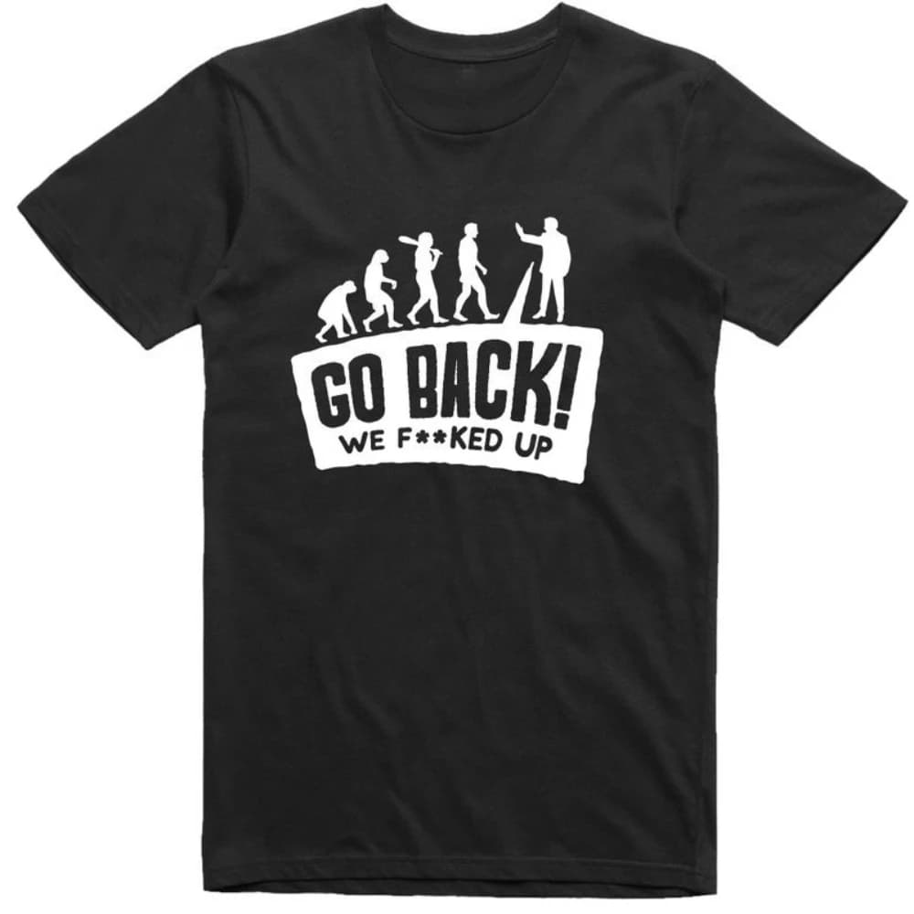 Mens Funny T Shirt Evolution Go Back Printed T-shirt Simple Casual Fashion Woman Man Cotton Vintage Streetwear Short-sleev