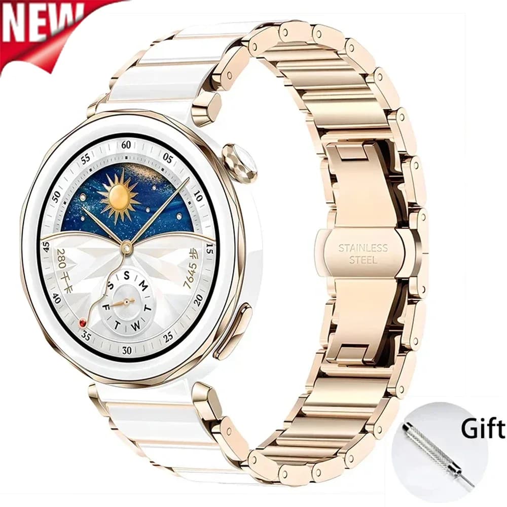 Ceramic Watch Strap for Huawei Watch GT5 Pro 42mm/GT5/GT4/GT7 41mm Metal Wristband Correa 18mm Watch Replaceable bracelet Strap