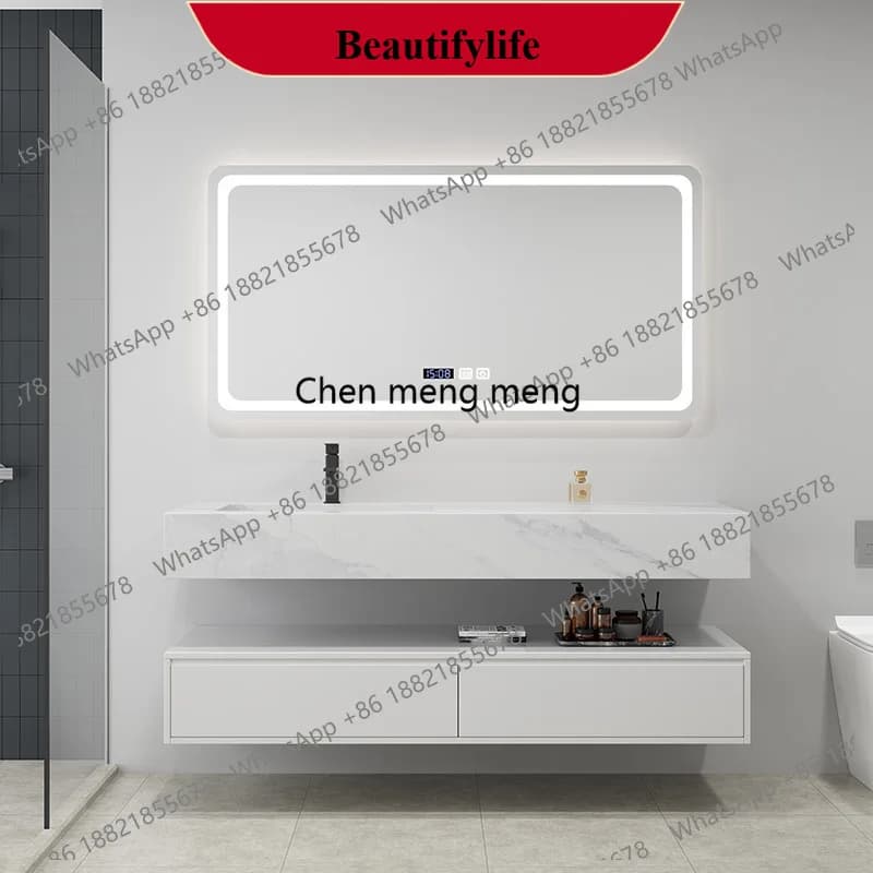 F185 Mobili da bagno premium Lavabo moderno Controsoffitto dell'hotel Multistrato Impermeabile Legno massello Ardesia Ceramica Specchio intelligente Ca