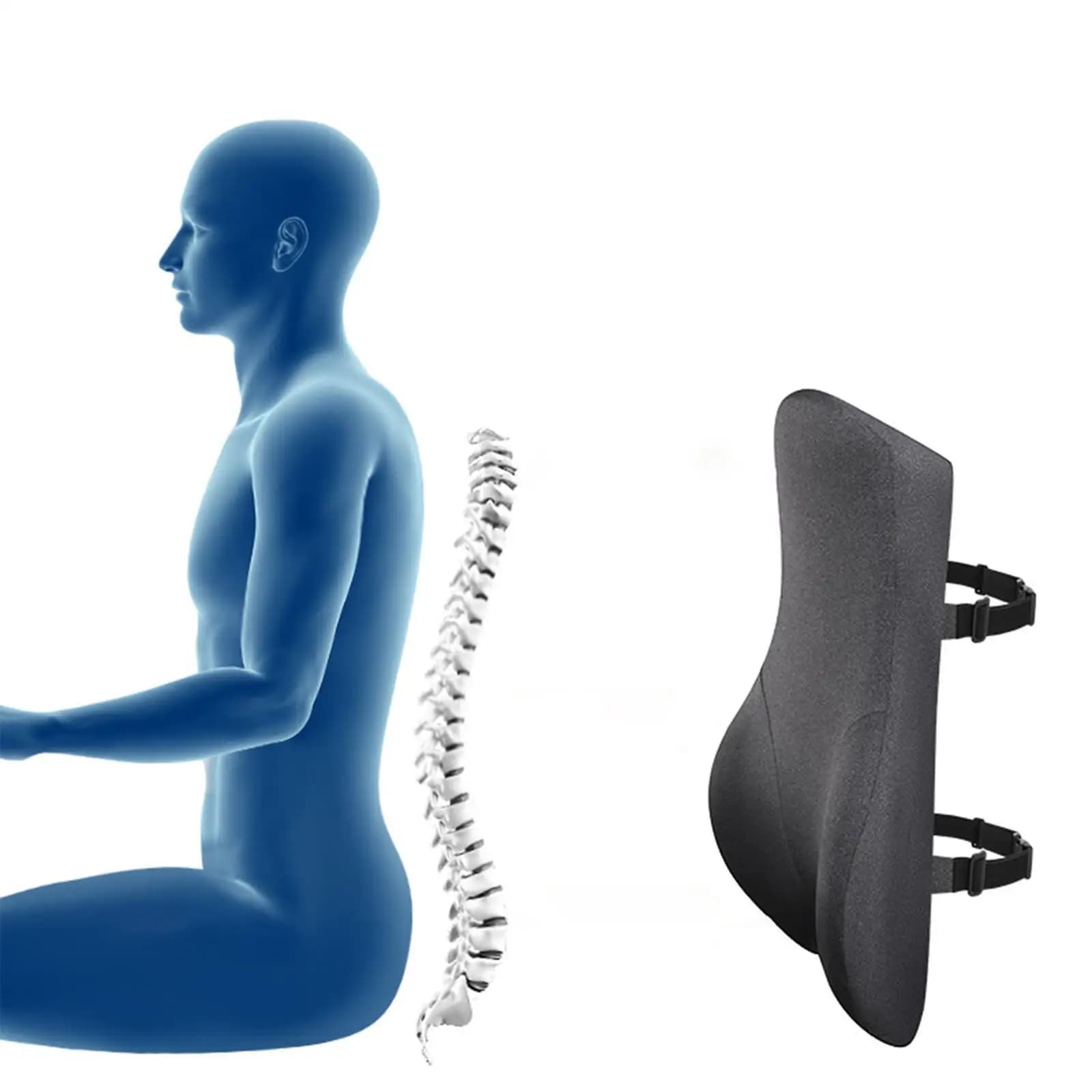 Cuscino di supporto lombare Cuscino per schienale in memory foam Schienale ergonomico per poltrona reclinabile per la casa Riposo per auto Sedile per computer Sedia da scrivania da ufficio
