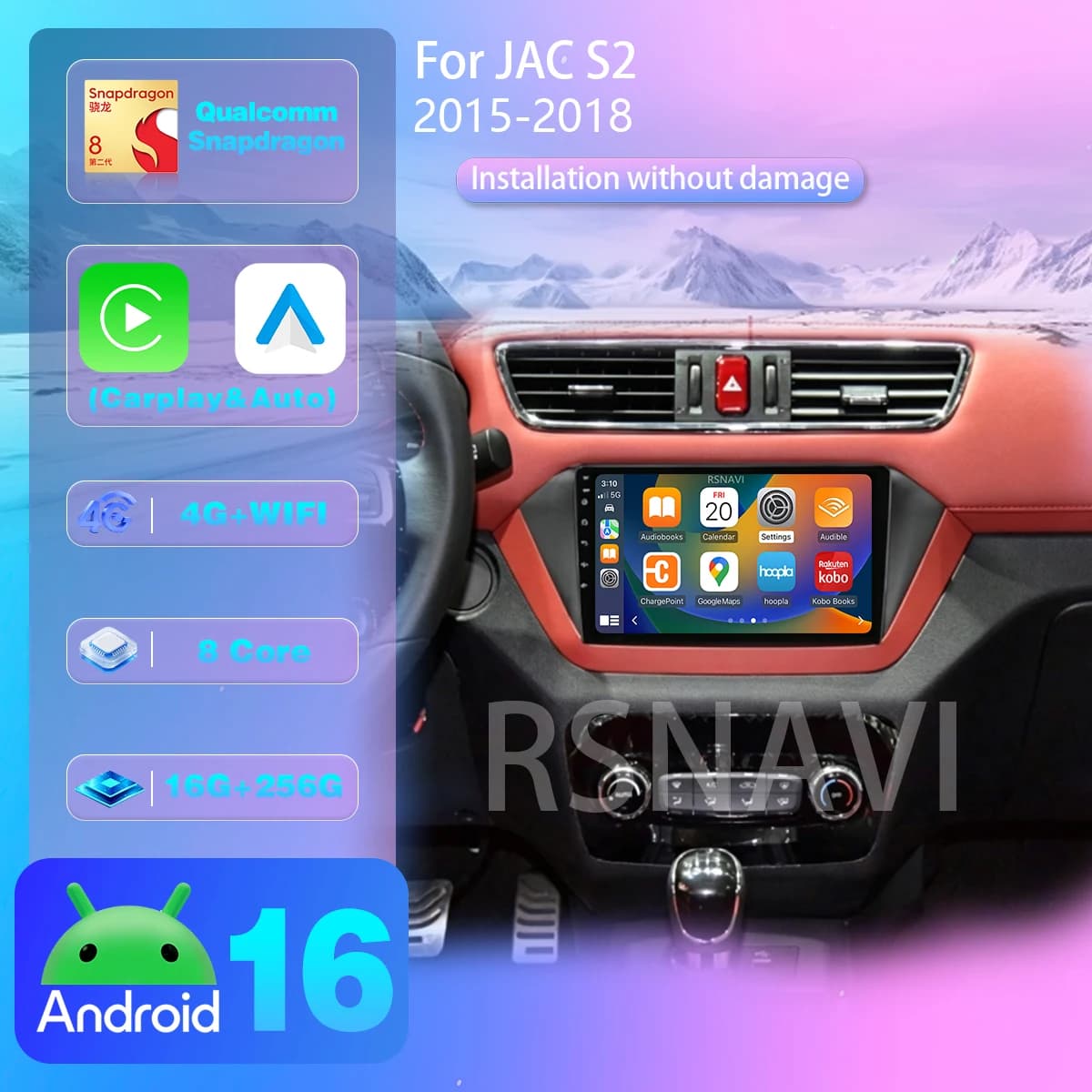 Android 16 Carplay Auto Car Radio BT Multimedia Player For BMW JAC S2 t40 2015 - 2018 steering wheel app control Plug and Play