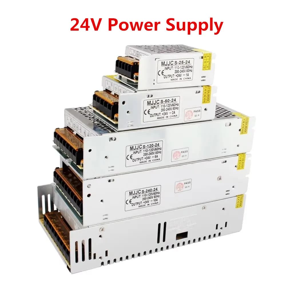 Alimentatore DC 24V 5A 10A 15A 20A 25A 6.5A 1A 2A 3A Adattatore di commutazione 110V 220V a 24V Trasformatore LED Driver per luce di striscia